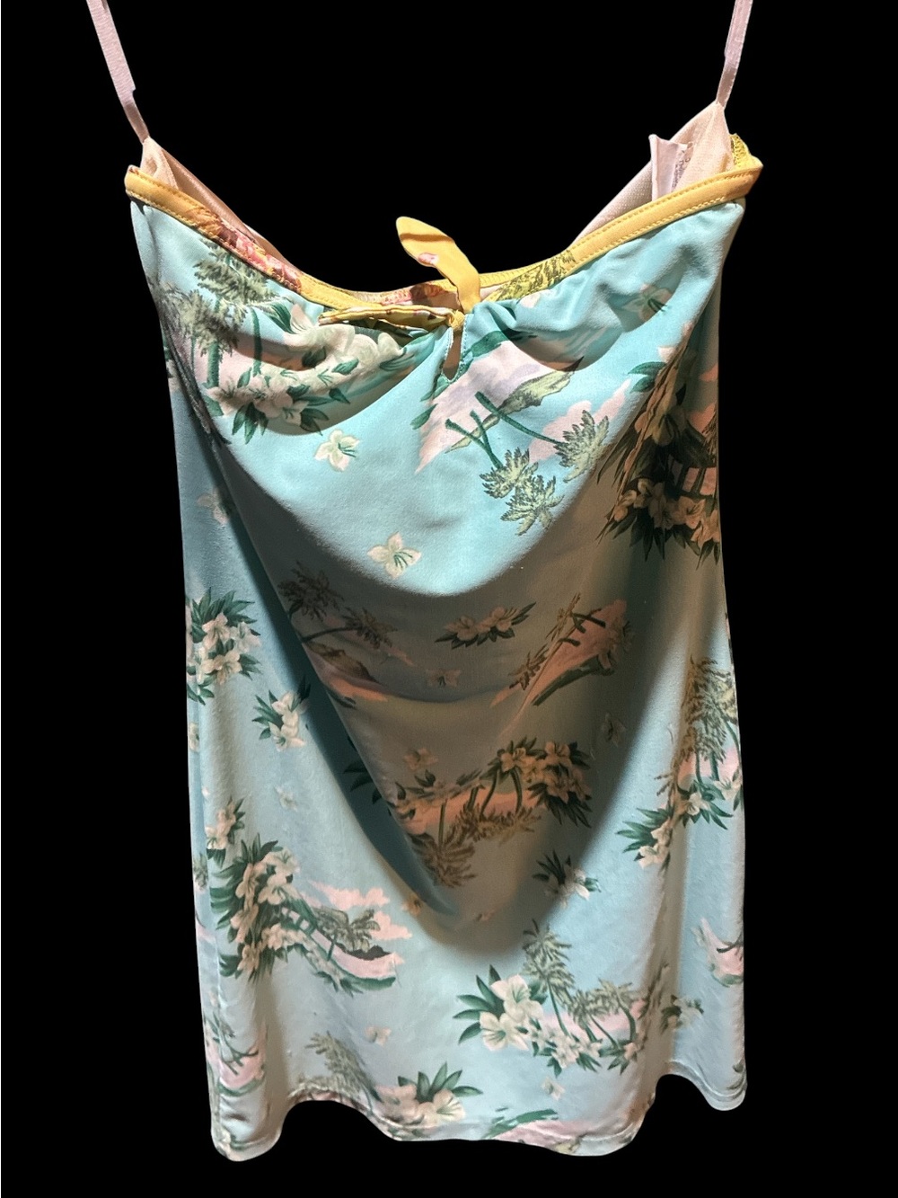 Vintage Y2K Girl Star Hawaiian Strapless Tube Dress - Mint Green Tropical Print